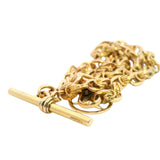 Luxurious Yellow Gold Fancy Link Chain with Albert Swivel Clasp, Fob Bar & Mercedes Charm