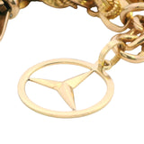 Luxurious Yellow Gold Fancy Link Chain with Albert Swivel Clasp, Fob Bar & Mercedes Charm