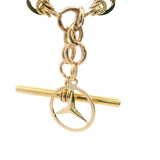 Luxurious Yellow Gold Fancy Link Chain with Albert Swivel Clasp, Fob Bar & Mercedes Charm