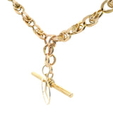 Luxurious Yellow Gold Fancy Link Chain with Albert Swivel Clasp, Fob Bar & Mercedes Charm