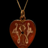 Stunning Antique 9ct Yellow Gold Heart Pendant with Old Mine Cut Diamond – A Piece of History and Elegance