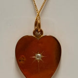 Stunning Antique 9ct Yellow Gold Heart Pendant with Old Mine Cut Diamond – A Piece of History and Elegance