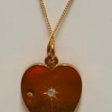 Stunning Antique 9ct Yellow Gold Heart Pendant with Old Mine Cut Diamond – A Piece of History and Elegance