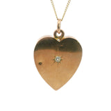 Stunning Antique 9ct Yellow Gold Heart Pendant with Old Mine Cut Diamond – A Piece of History and Elegance