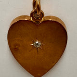 Stunning Antique 9ct Yellow Gold Heart Pendant with Old Mine Cut Diamond – A Piece of History and Elegance