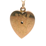 Stunning Antique 9ct Yellow Gold Heart Pendant with Old Mine Cut Diamond – A Piece of History and Elegance