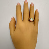 Stunning 9ct Yellow and White Gold Opal and Diamond Ring – A Dazzling Pre-Loved Treasure!