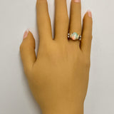 Stunning 9ct Yellow and White Gold Opal and Diamond Ring – A Dazzling Pre-Loved Treasure!