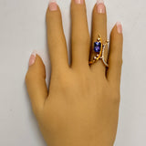 INCREDIBLE DRAMATIC STATEMENT PIECE – Elegant 18ct Yellow Gold Tanzanite and Diamond Ring