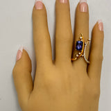 INCREDIBLE DRAMATIC STATEMENT PIECE – Elegant 18ct Yellow Gold Tanzanite and Diamond Ring