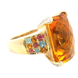 Stunning 14ct Yellow Gold Multi-Stone Ring with 15.20ct Citrine, Diamonds, Pink Sapphires, and Blue Topaz – A Showstopper