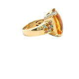 Stunning 14ct Yellow Gold Multi-Stone Ring with 15.20ct Citrine, Diamonds, Pink Sapphires, and Blue Topaz – A Showstopper