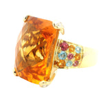 Stunning 14ct Yellow Gold Multi-Stone Ring with 15.20ct Citrine, Diamonds, Pink Sapphires, and Blue Topaz – A Showstopper