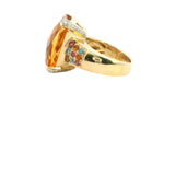 Stunning 14ct Yellow Gold Multi-Stone Ring with 15.20ct Citrine, Diamonds, Pink Sapphires, and Blue Topaz – A Showstopper