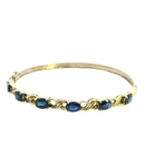 Gorgeous 14ct Yellow Gold Sapphire & Diamond Bangle – A Stunning Statement Piece