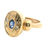 Elegant 9ct Yellow Gold Sapphire and Diamond Ring US 7 1/2 | UK/AU P