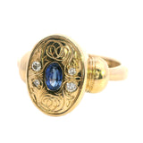 Elegant 9ct Yellow Gold Sapphire and Diamond Ring US 7 1/2 | UK/AU P