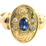 Elegant 9ct Yellow Gold Sapphire and Diamond Ring US 7 1/2 | UK/AU P