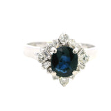 Elegant 14k White Gold Sapphire and Diamond Ring – A Stunning Statement Piece