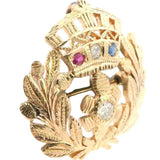 Stunning 18ct Yellow Gold Brooch/Pendant Set with Diamonds, Sapphire, and Ruby