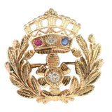 Stunning 18ct Yellow Gold Brooch/Pendant Set with Diamonds, Sapphire, and Ruby