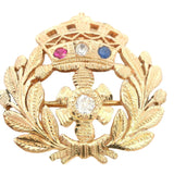 Stunning 18ct Yellow Gold Brooch/Pendant Set with Diamonds, Sapphire, and Ruby