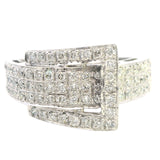 Elegant 10ct White Gold Diamond Set Buckle Ring – 1.00ct of Brilliant Cut Diamonds