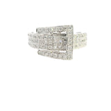 Elegant 10ct White Gold Diamond Set Buckle Ring – 1.00ct of Brilliant Cut Diamonds