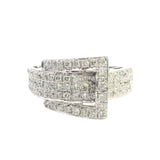 Elegant 10ct White Gold Diamond Set Buckle Ring – 1.00ct of Brilliant Cut Diamonds