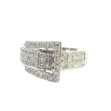 Elegant 10ct White Gold Diamond Set Buckle Ring – 1.00ct of Brilliant Cut Diamonds