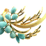 STUNNING 14CT YELLOW GOLD AND TURQUOISE BROOCH
