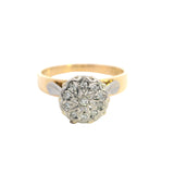 ELEGANT 18CT YELLOW & WHITE GOLD 11 STONE DIAMOND CLUSTER RING