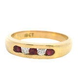 ELEGANT 18CT YELLOW GOLD 5 STONE RUBY & DIAMOND RING