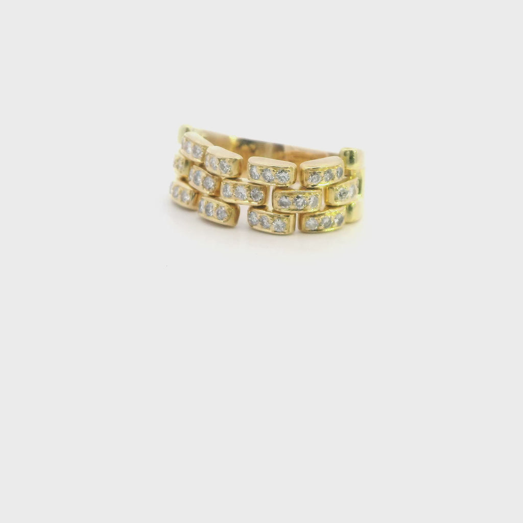 18ct Yellow Gold Diamond Set Chain Ring