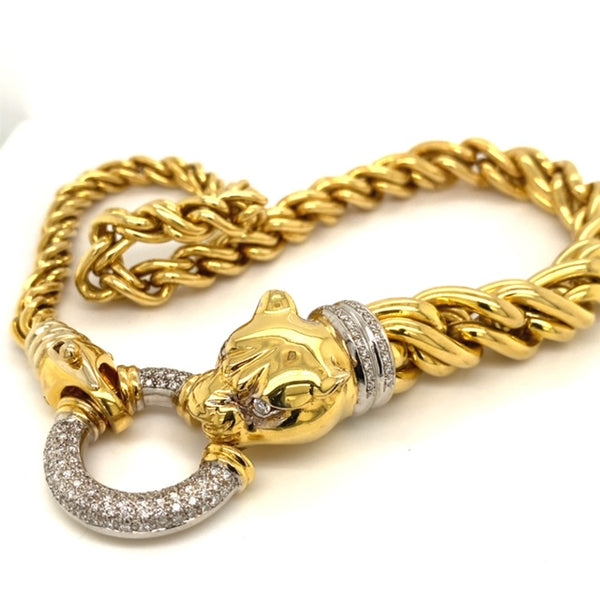 Gold and Diamond Panther Necklace