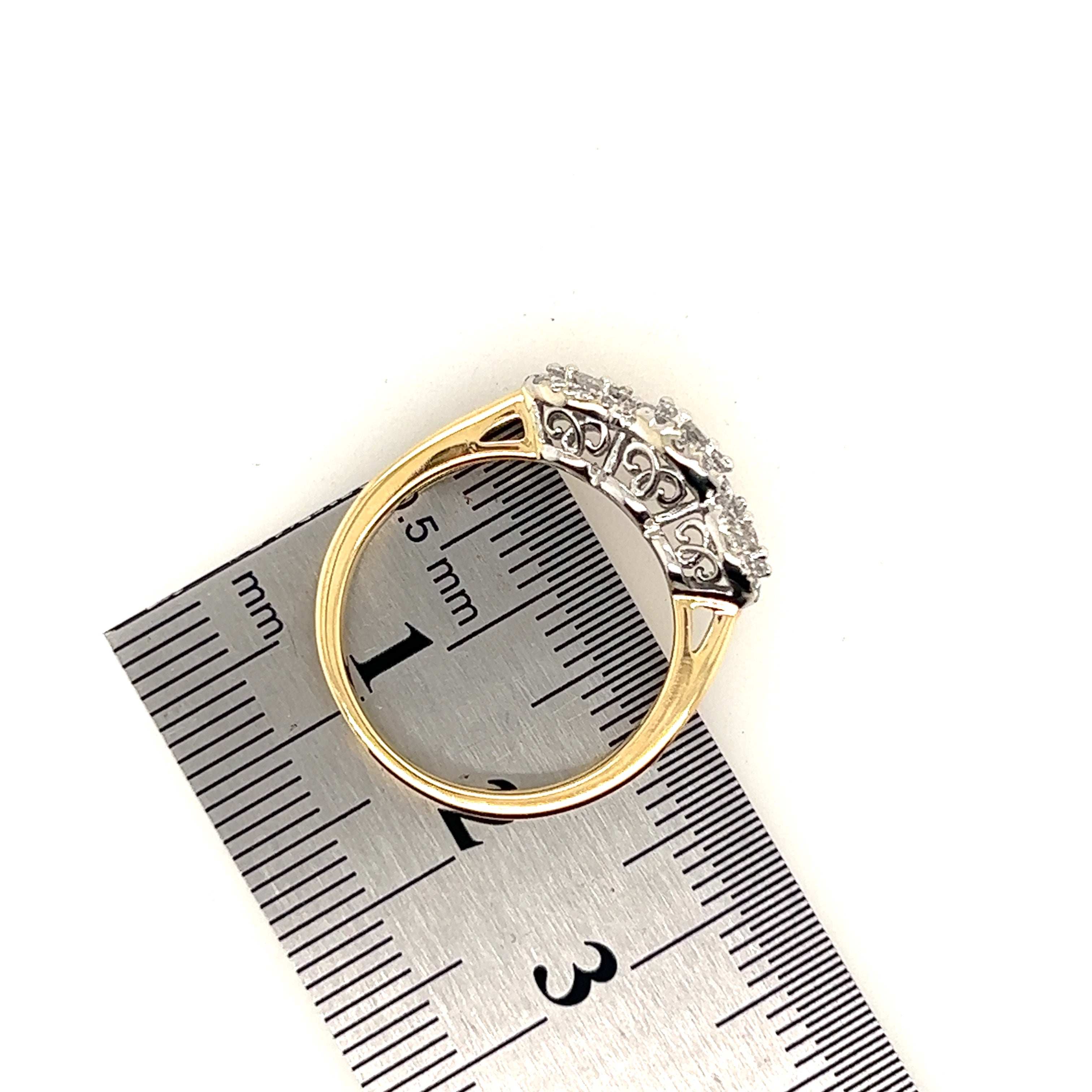 Yellow and White Gold Trilogy Style Diamond Ring