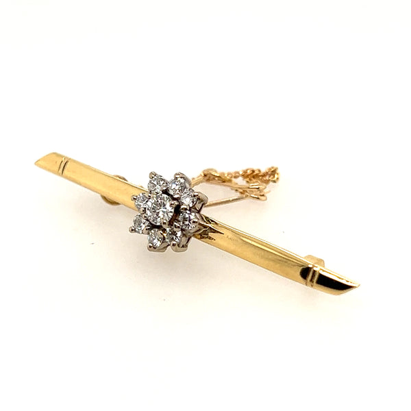 18ct yellow and white Gold Bar Brooch with Diamonds