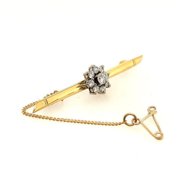 18ct yellow and white Gold Bar Brooch with Diamonds
