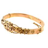 Antique Yellow Gold Bangle with Diamond and Rubies