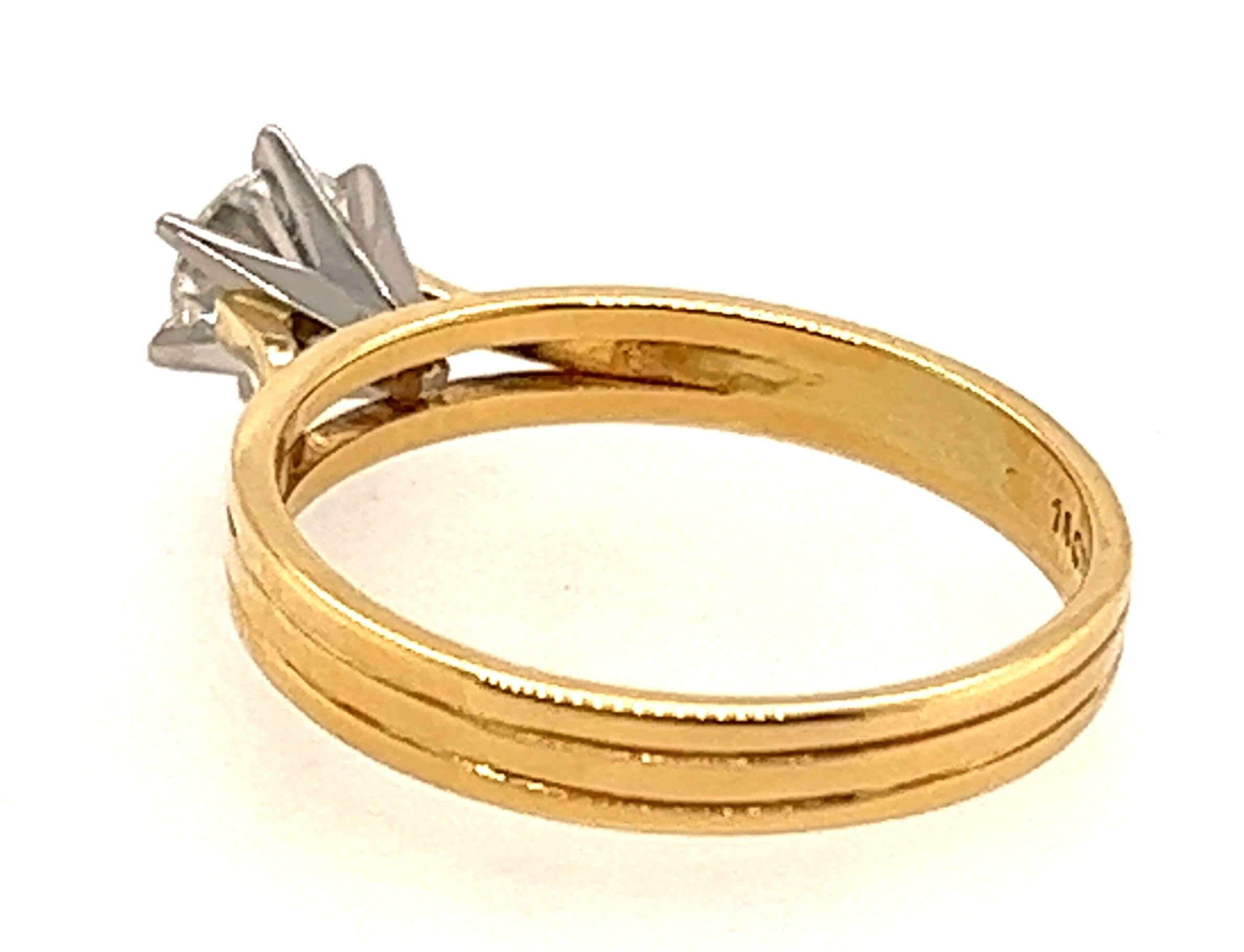Impressive Yellow & White Gold Diamond Single Stone Ring