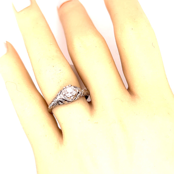 18ct White Gold & Old Mine Cut Diamond Ring