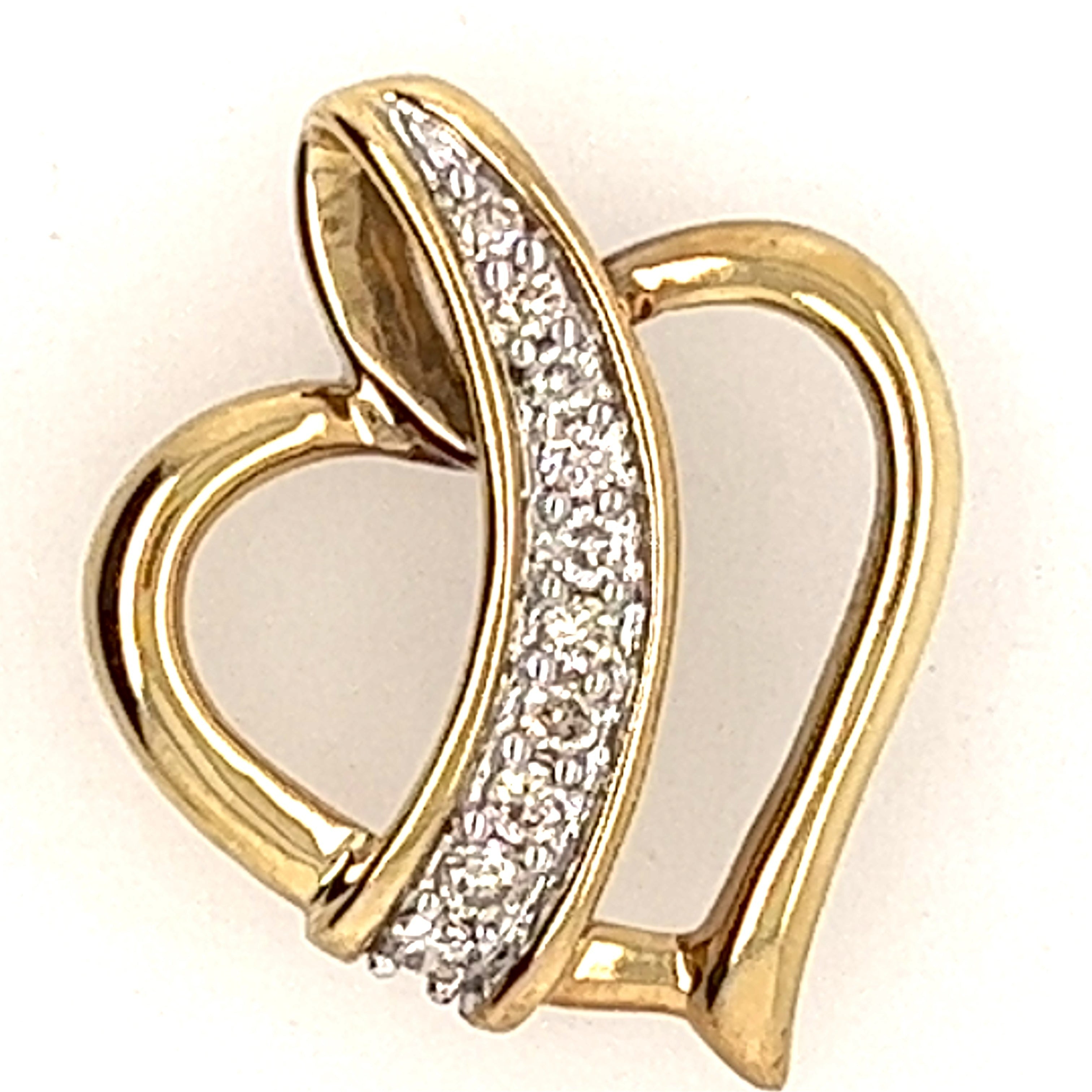 9ct Yellow Gold & Diamond Heart Pendant