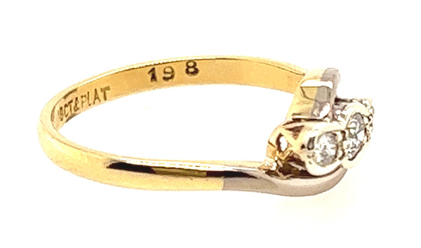 18ct Yellow & White Gold Diamond Handmade Ring 