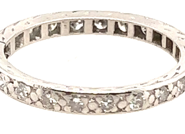 Platinum & Diamond Full Eternity Handmade Ring with Engraved Sides