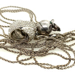 18ct White Gold & Diamond 'X' Shape Pendant with 18ct Three Strand Twist Chain Necklace