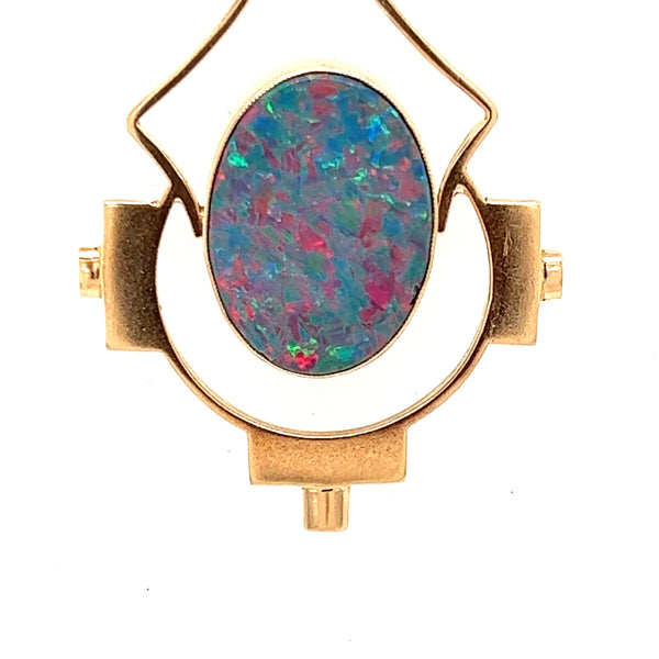 15ct Yellow Gold & Opal Handmade Vintage Pendant