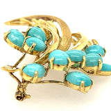 14ct Yellow Gold & Turquoise Spray Style Brooch