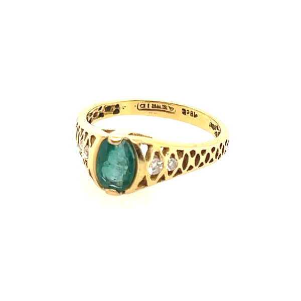 Emerald and Diamond Ring set in an 18ct Yellow Gold Band