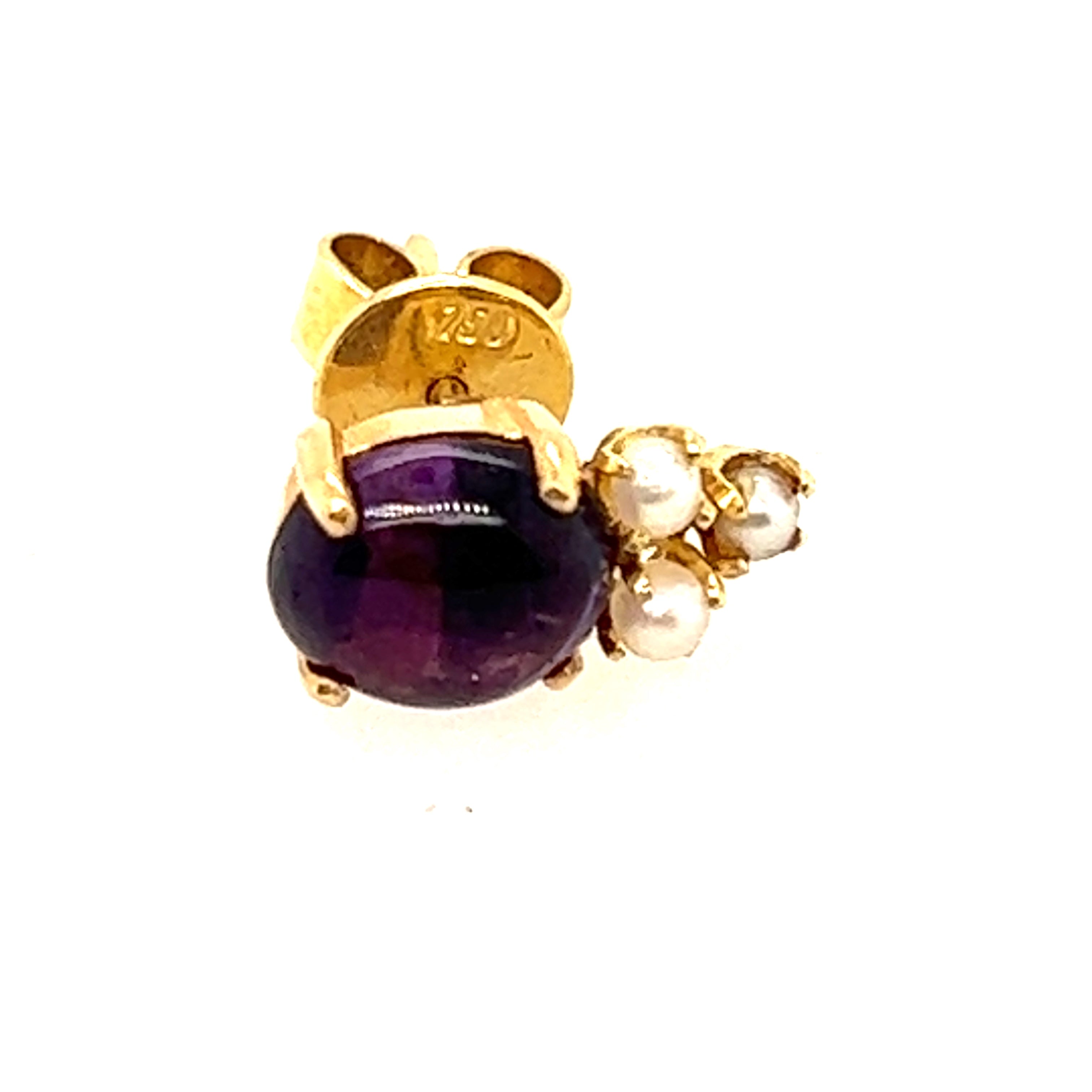 Amethyst & Cultured Pearl Stud earrings set in 18ct Yellow Gold