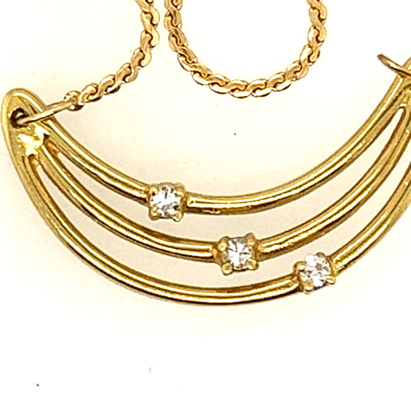 3 stone Diamond 18ct yellow gold necklet